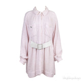 Chanel Pink & White Tweed Belted Dress