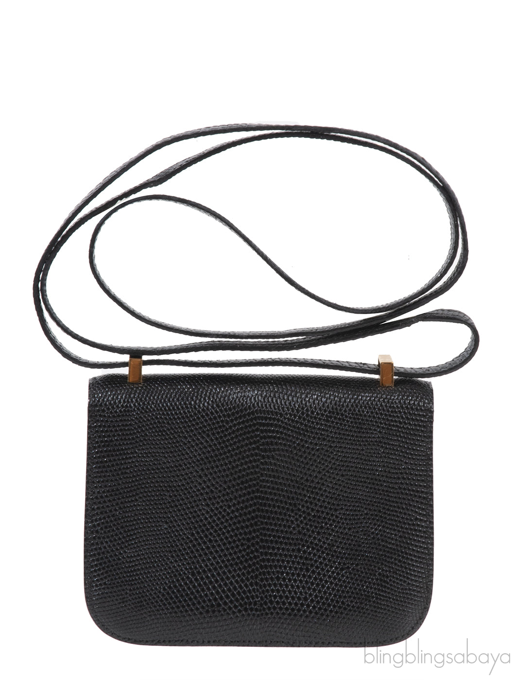 Hermes Vintage Constance Micro 14 Black Varanus Lizard GHW