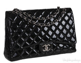 Chanel Black Patent Maxi Double Flap Quilted Bag