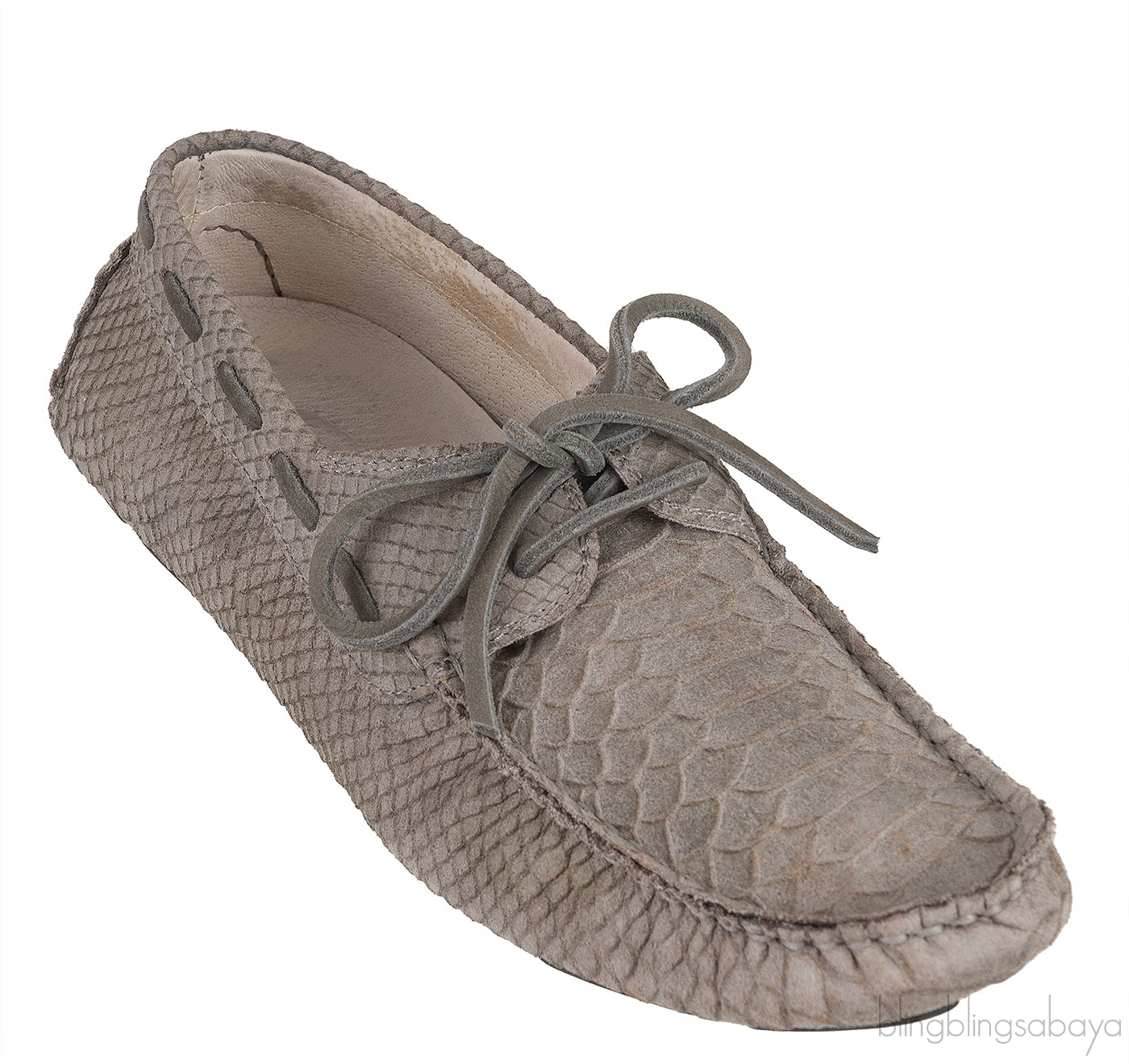 Grey Embossed Python Loafer Mens Shoes