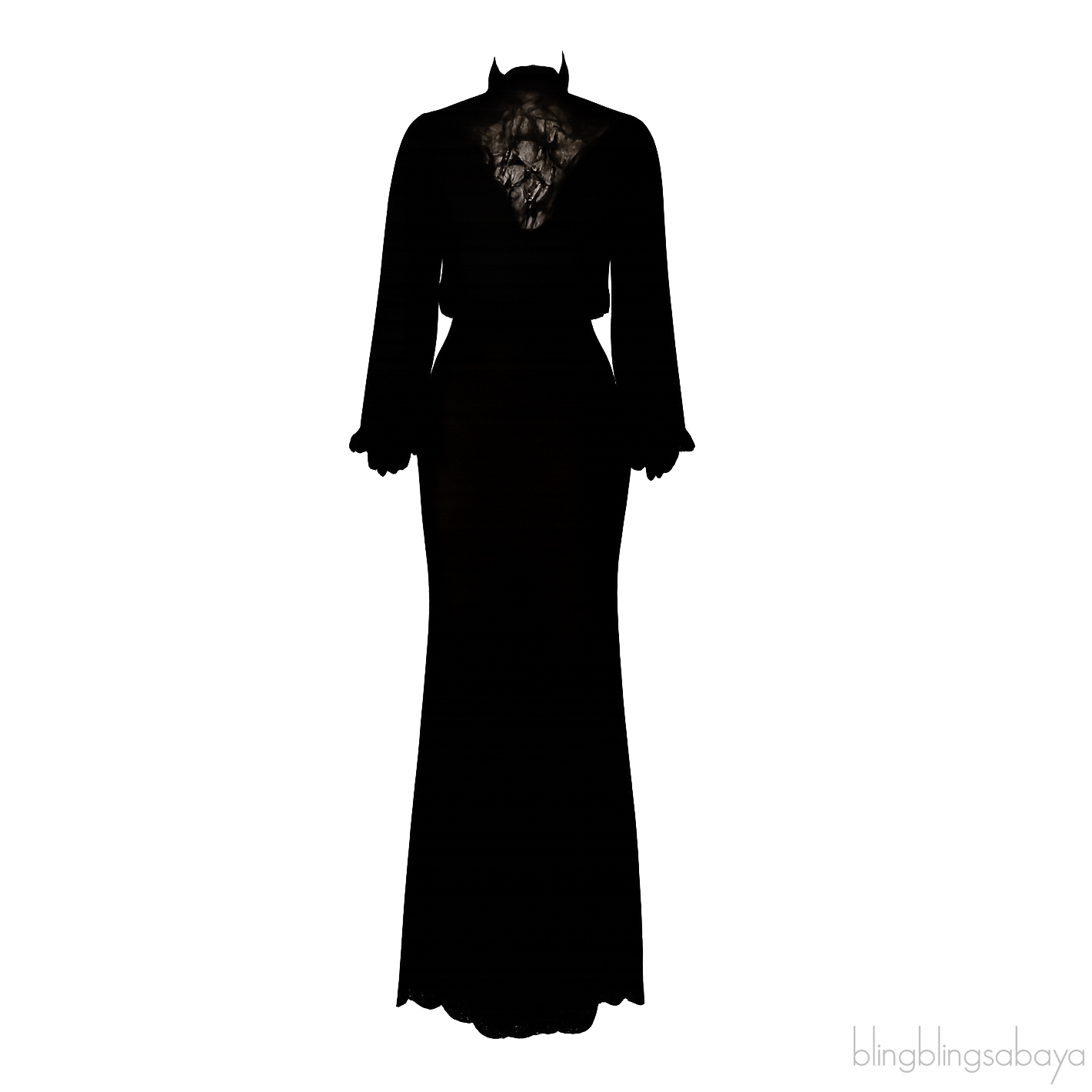 Emilio Pucci Black Silk Lace Trim Shirt & Black Lace Maxi Skirt M