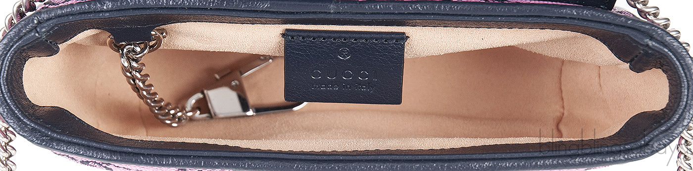 Pink GG Marmont Embroidery Super Mini Bag
