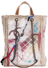 Beige Graffiti Canvas Tote