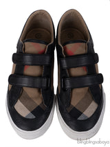 Burberry Kids Nova Check Print Strap Leather Sneakers