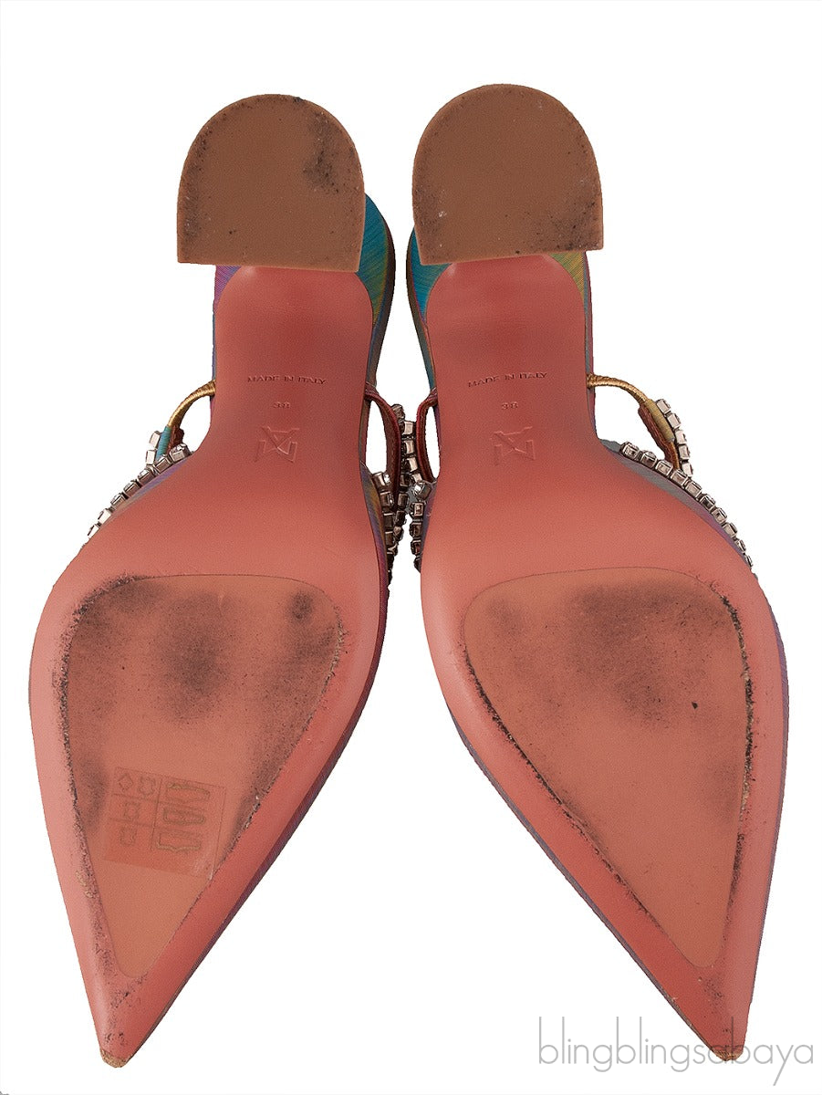 Gilda Crystal -Embellished Iridescent  Leather Mules