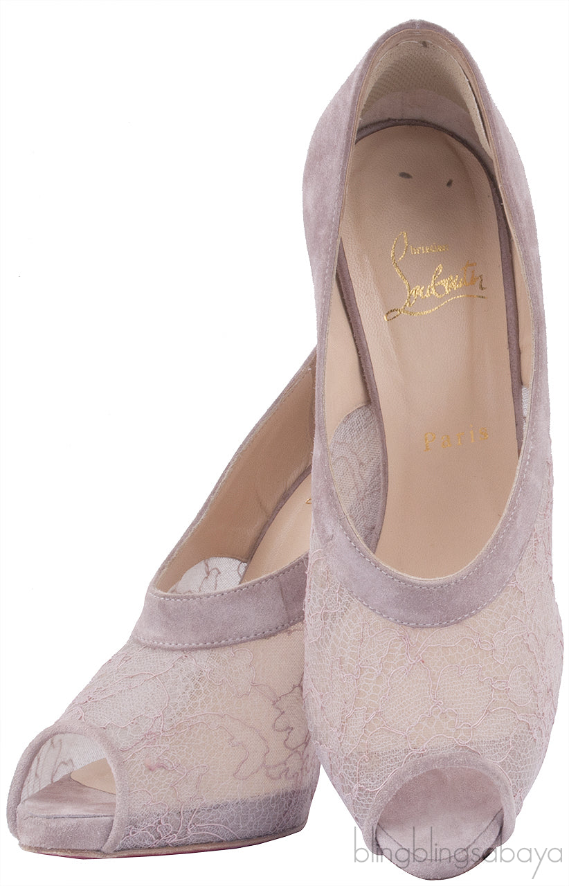 Old Rose Mesh Suede Peep Toe Pump