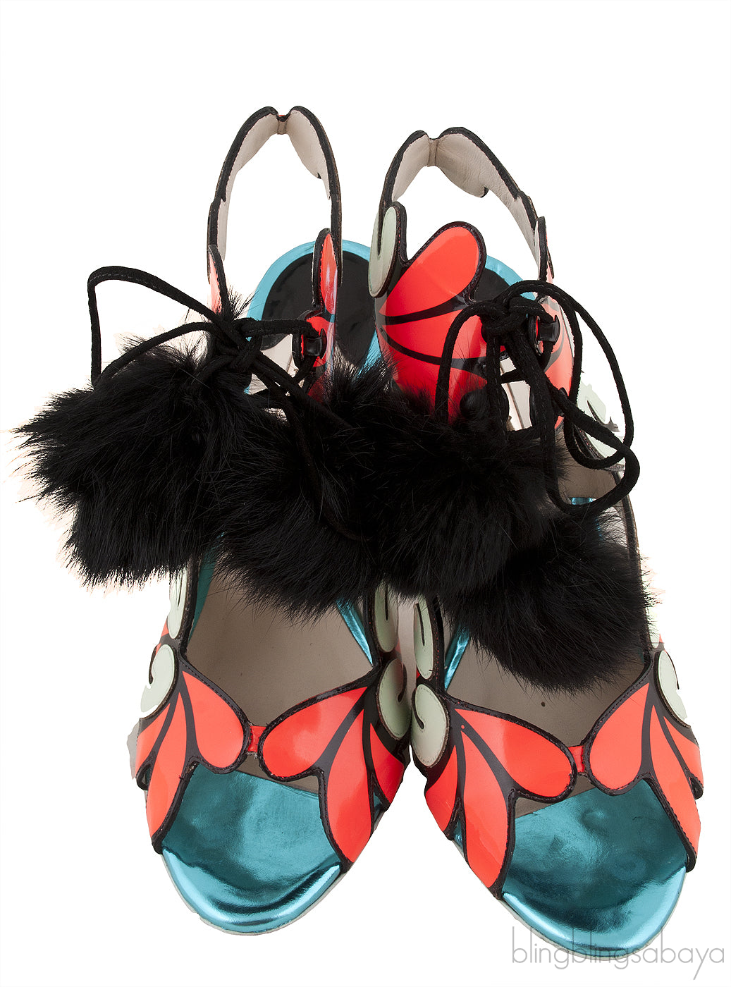 Pom Pom Detail Cut-out Sandals