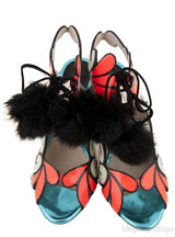 Pom Pom Detail Cut-out Sandals
