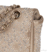 Crystal Bead Jewel Gold Medium Flap Bag