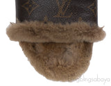 Louis Vuitton Cognac Monogram Mink Fur Slides