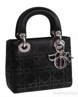 Lady Dior Mini Black Crystal Satin Bag