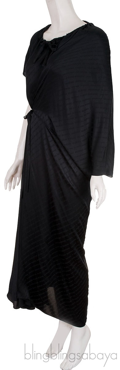 Logo-print Asymmetric Wrap Dress Black