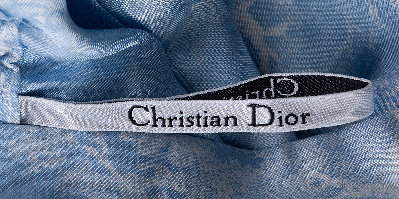 Dior Light Blue Toile De Jouy Motif Silk Trouser