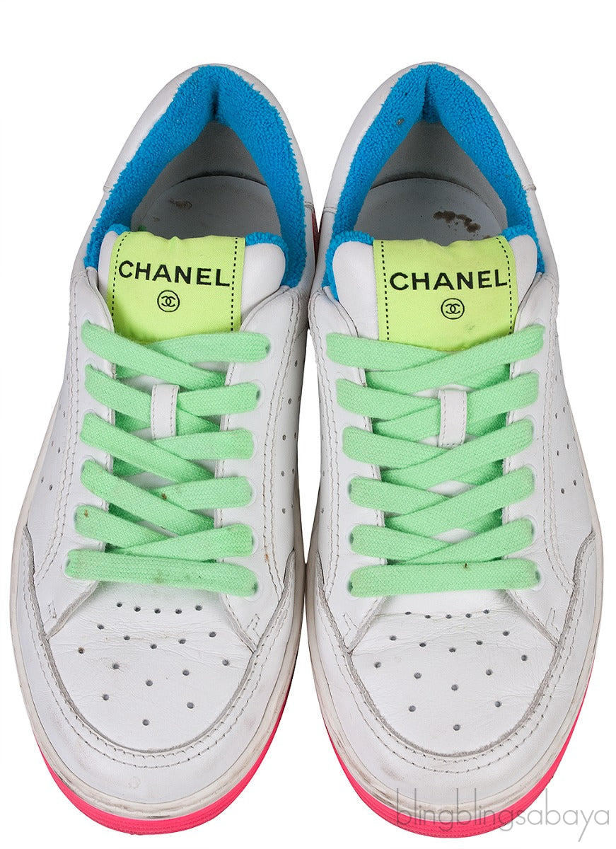 White Neon Multicolor Sneakers