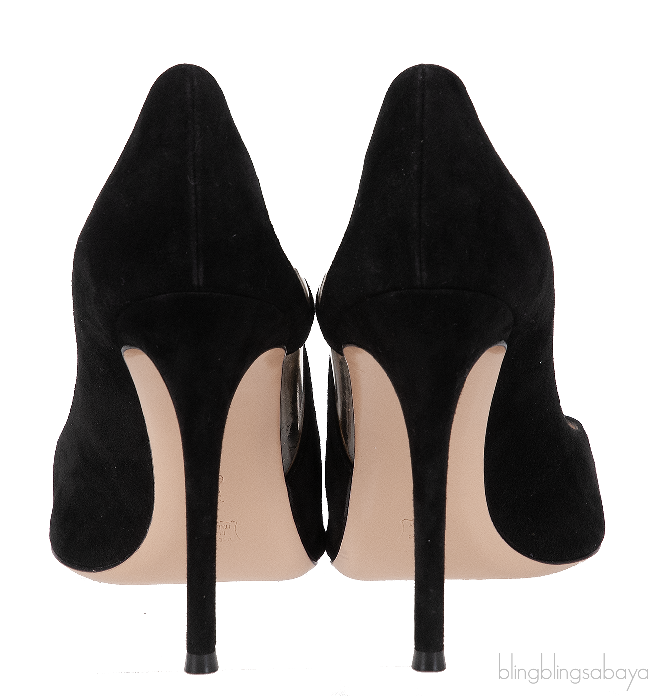 Gianvito Rossi Black Suede PVC Swirl 150 Pumps
