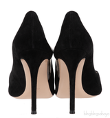Gianvito Rossi Black Suede PVC Swirl 150 Pumps