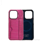 Card Holder Strap Iphone 15 Case Alligator Pink