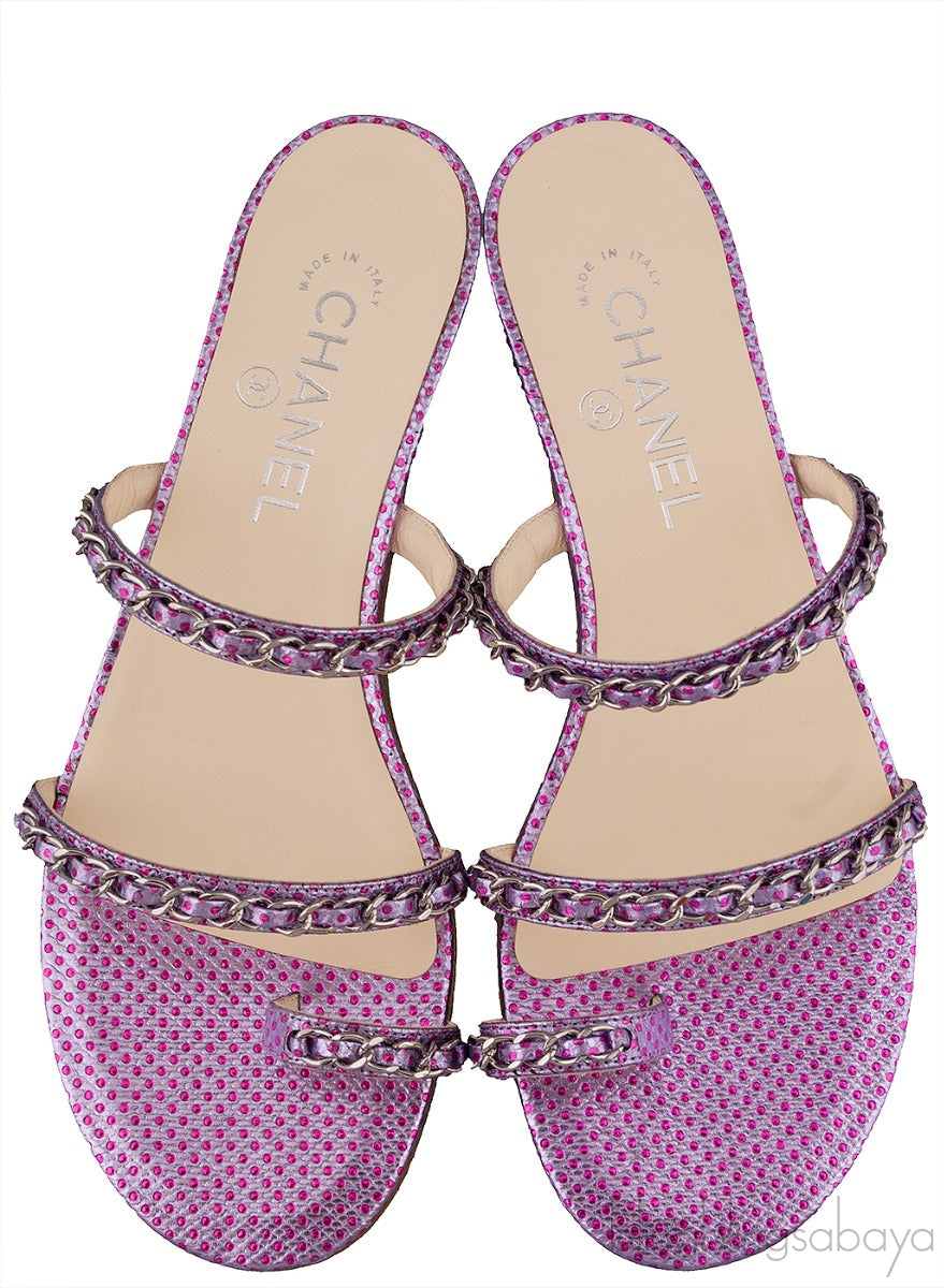 Purple Chain Polkadot Sandals