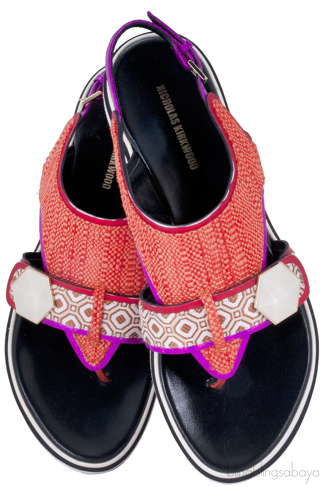 Orange Raffia & Jacquard Sandals