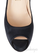 Christian Louboutin Prive Black Satin Peep Toe Pump