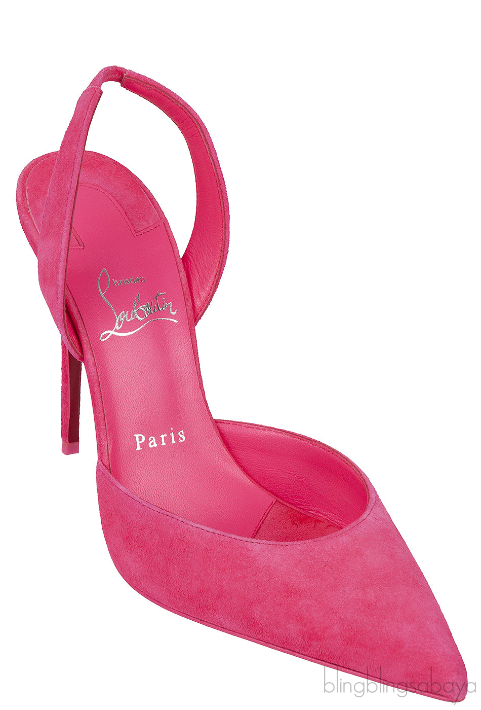 Neon Pink Suede Slingback Heels