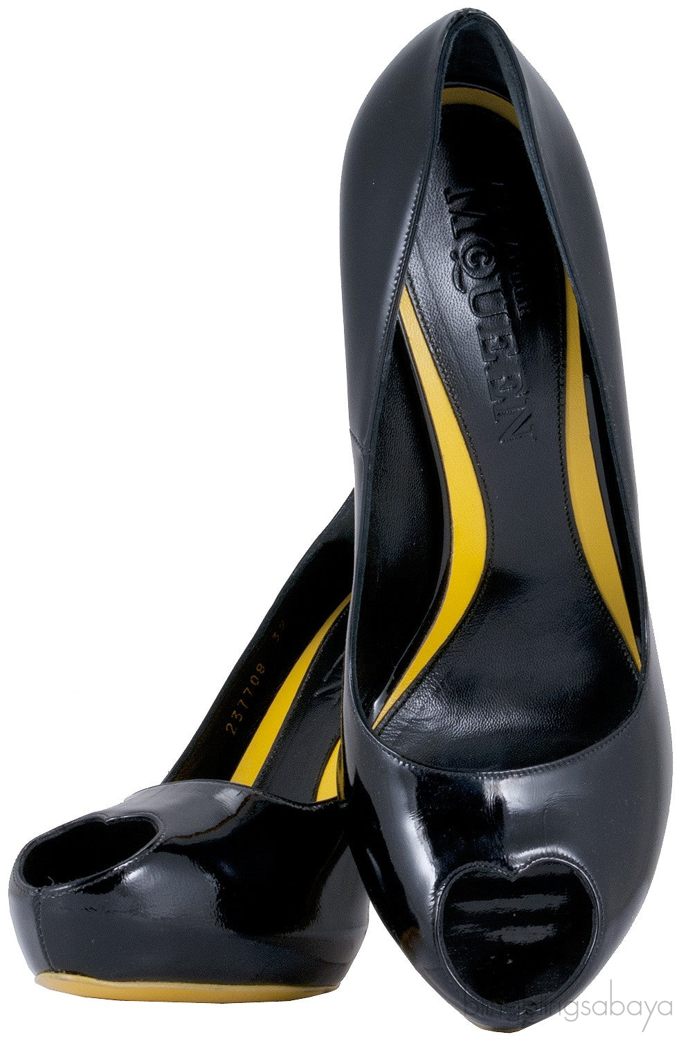 Black Heart Peep Toe Pump