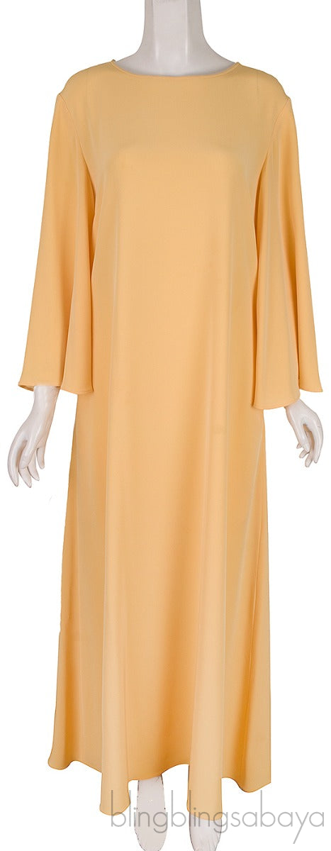 Yellow Cotton Blend Kaftan Dress