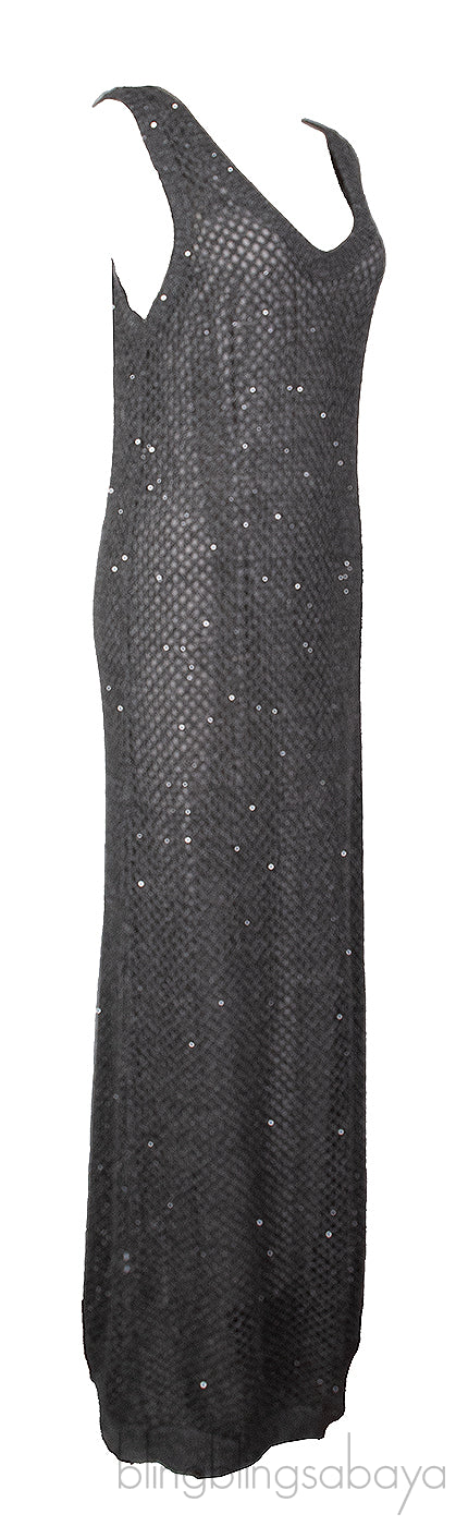 Charcoal Grey V-neck Knit Maxi Dress