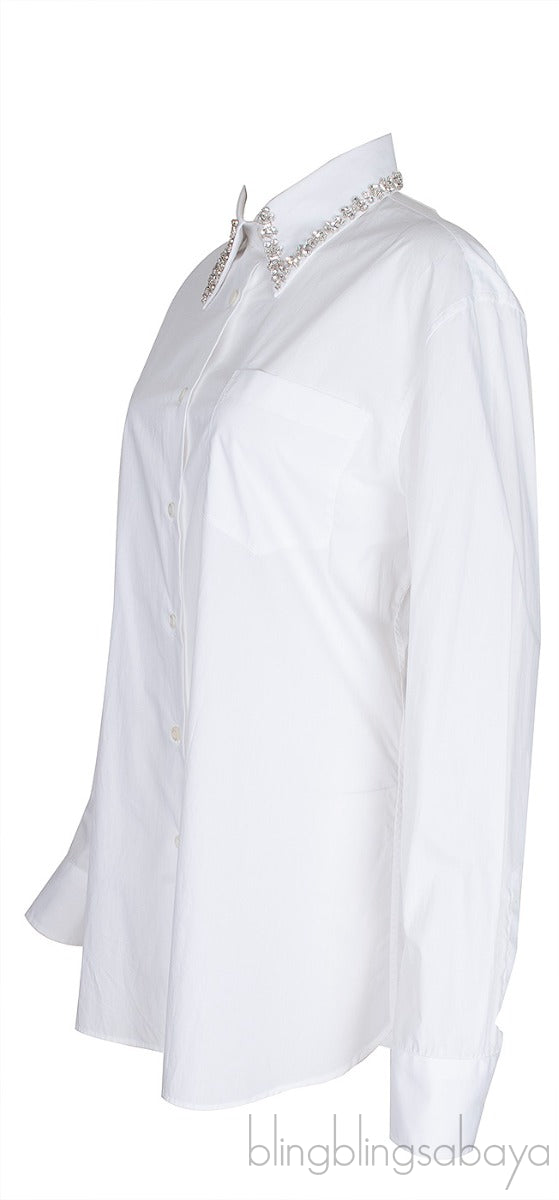 Crystal Embellished White Shirt