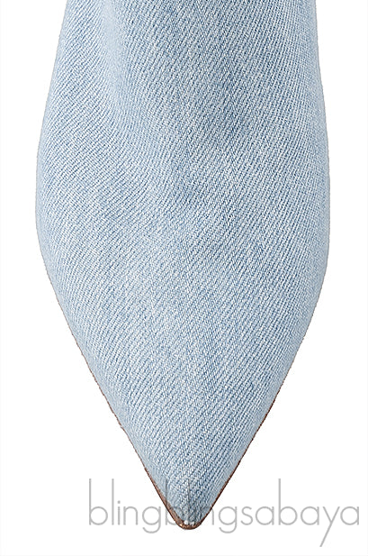 Gianvito Rossi Blue Denim Pointed Toe Boots 39