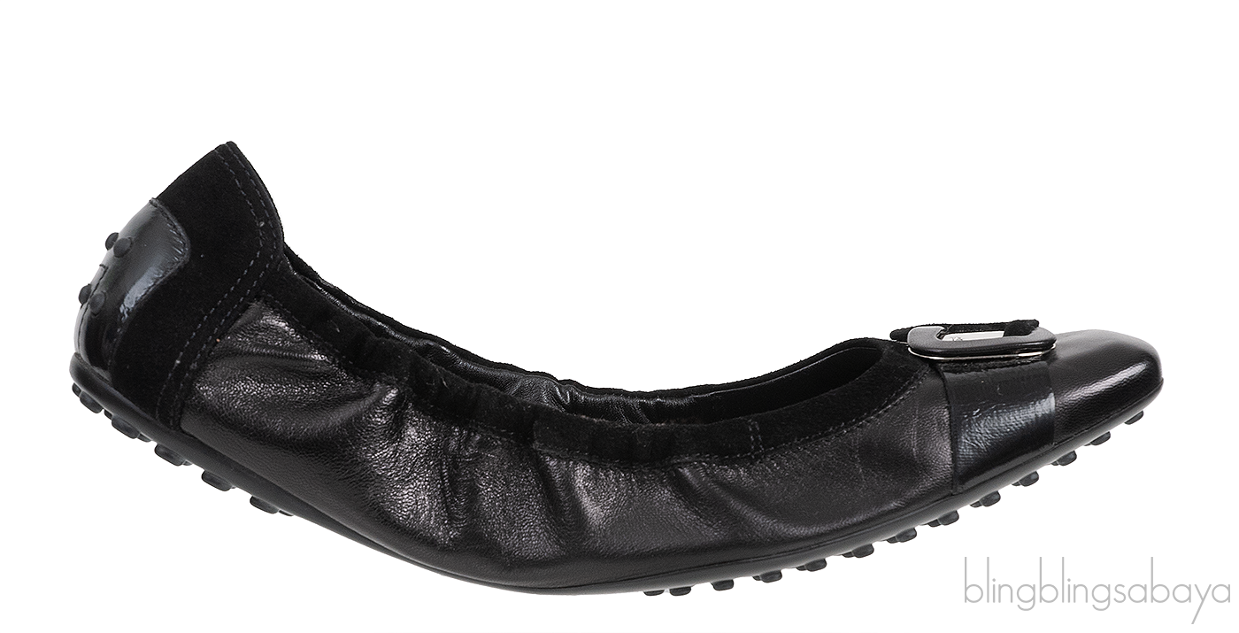 Tod\'s Black Loafer Elastic Ballet Flat