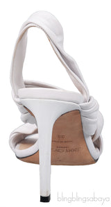 White Leather Slingback Heels