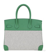 Birkin 30 Toile H Swift Vert Vertigo Ecru Noir PHW