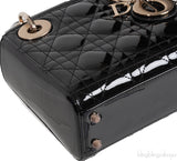 Lady Dior Mini Black Patent Quilted Leather GHW