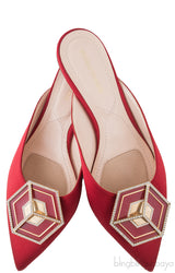 Red Satin Eden Mirror Flat Mule