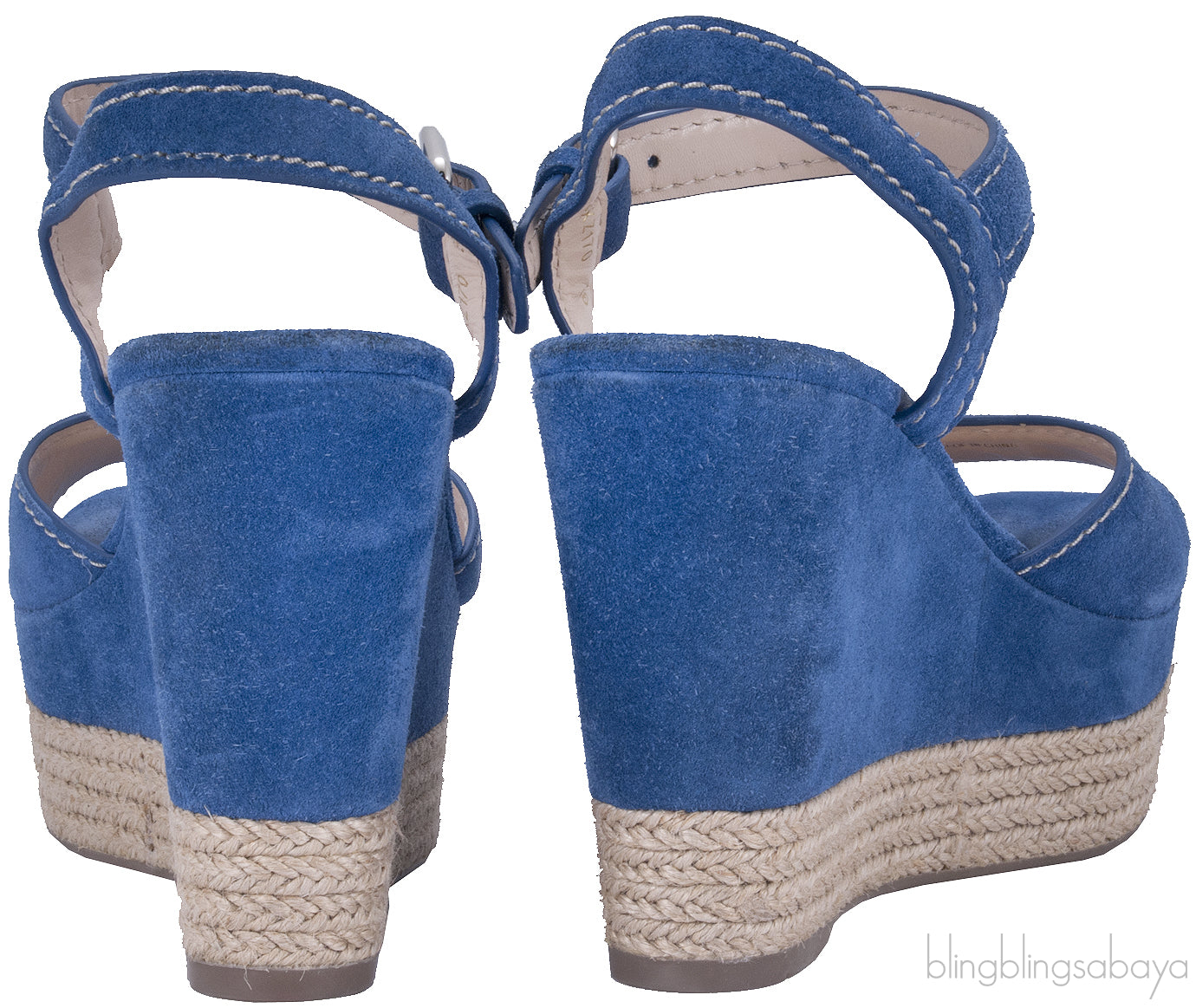 Blue Suede Wedge Sandals