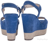 Blue Suede Wedge Sandals
