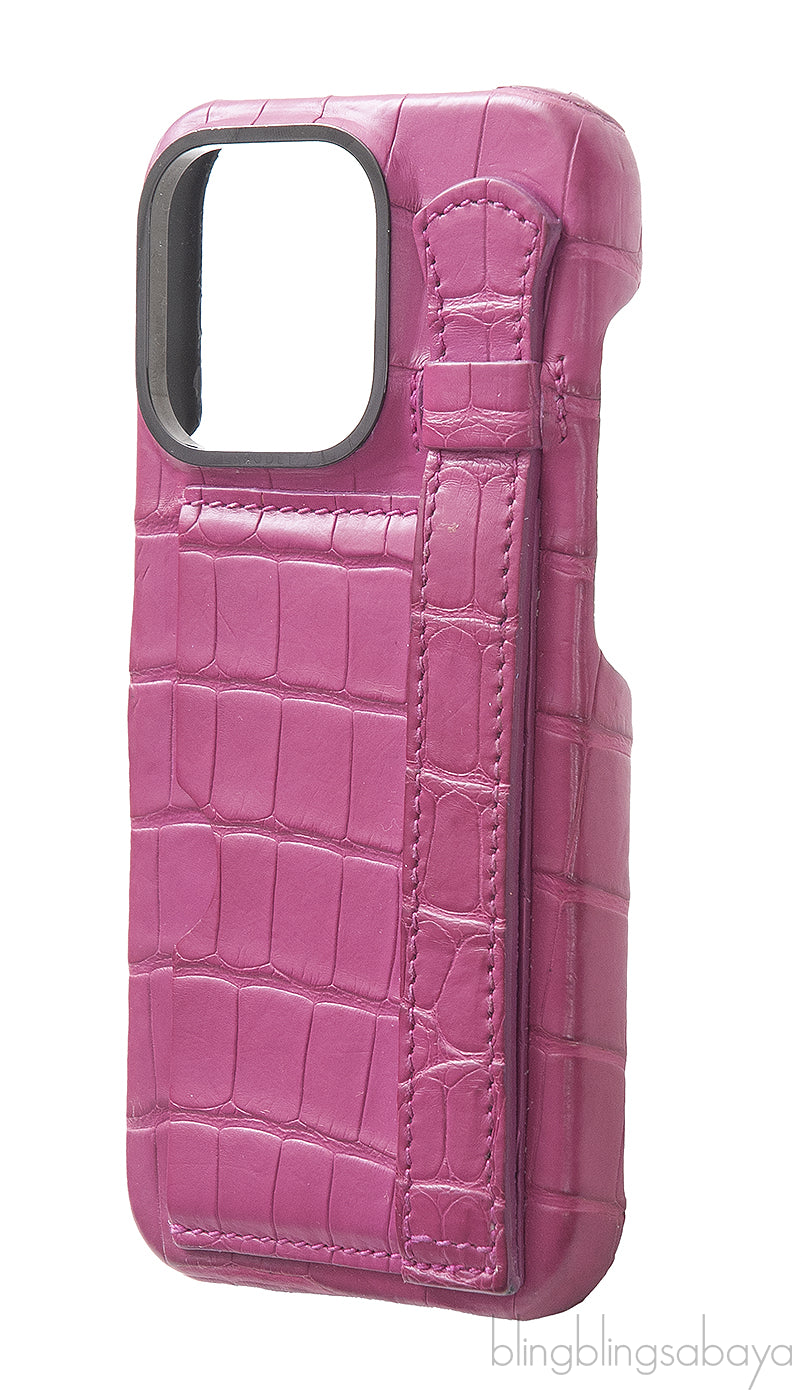 Card Holder Strap Iphone 15 Case Alligator Pink