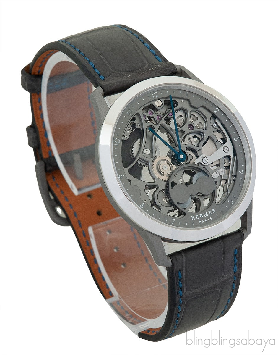 Slim d\'Hermès Squelette Lune Noire Watch