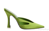 Green Pointed Satin Mule