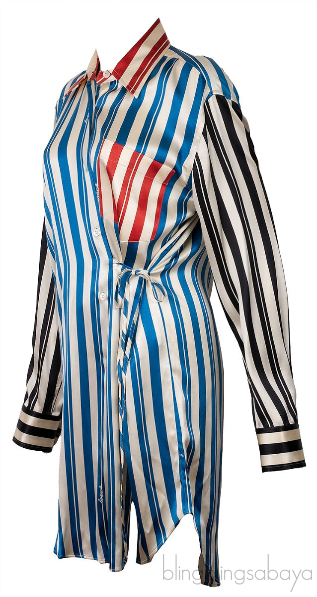 Multicolor Stripe Wrap Shirt