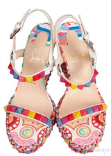 Multicolor Printed Studded Wedge Heels