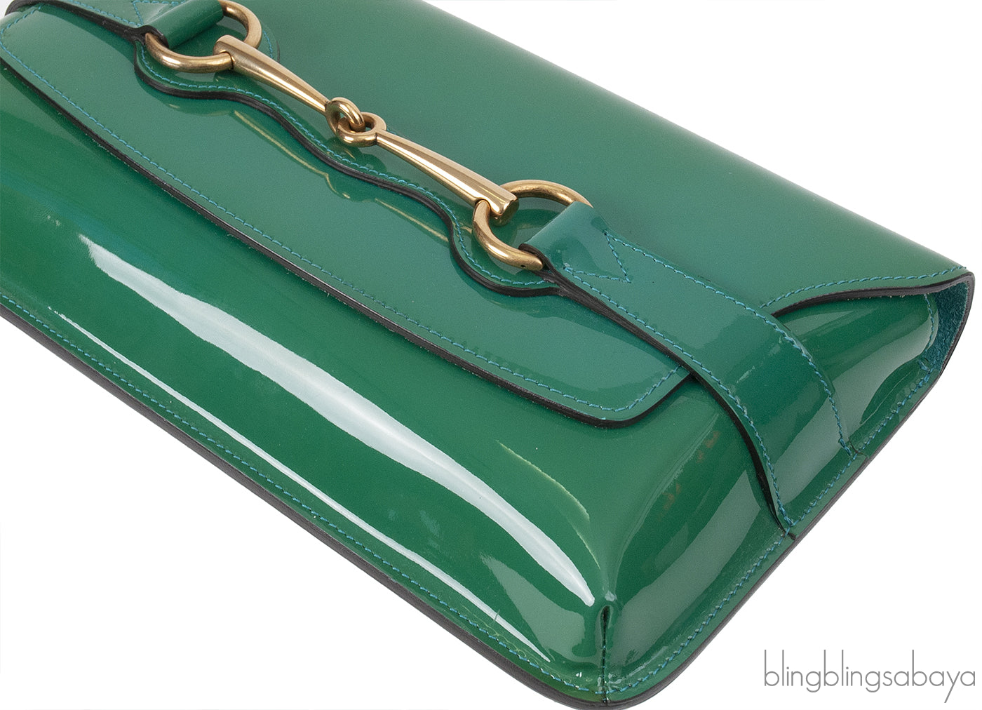 Gucci Bright Bit Green Patent Clutch