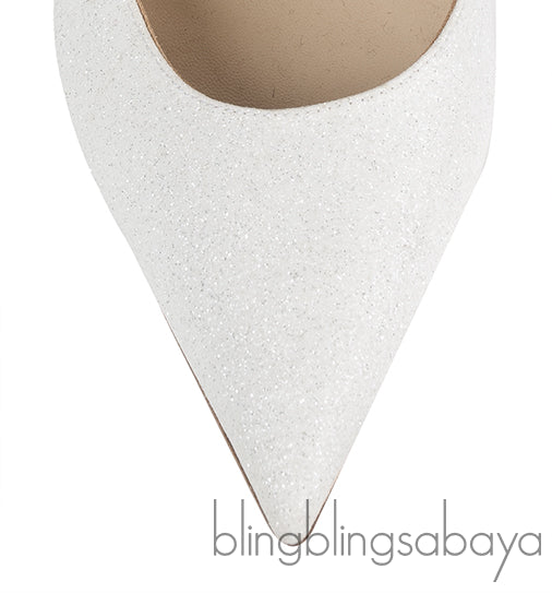 Jimmy Choo Bing White Glittery Crystal Embellished Mule 38