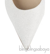 Jimmy Choo Bing White Glittery Crystal Embellished Mule 38