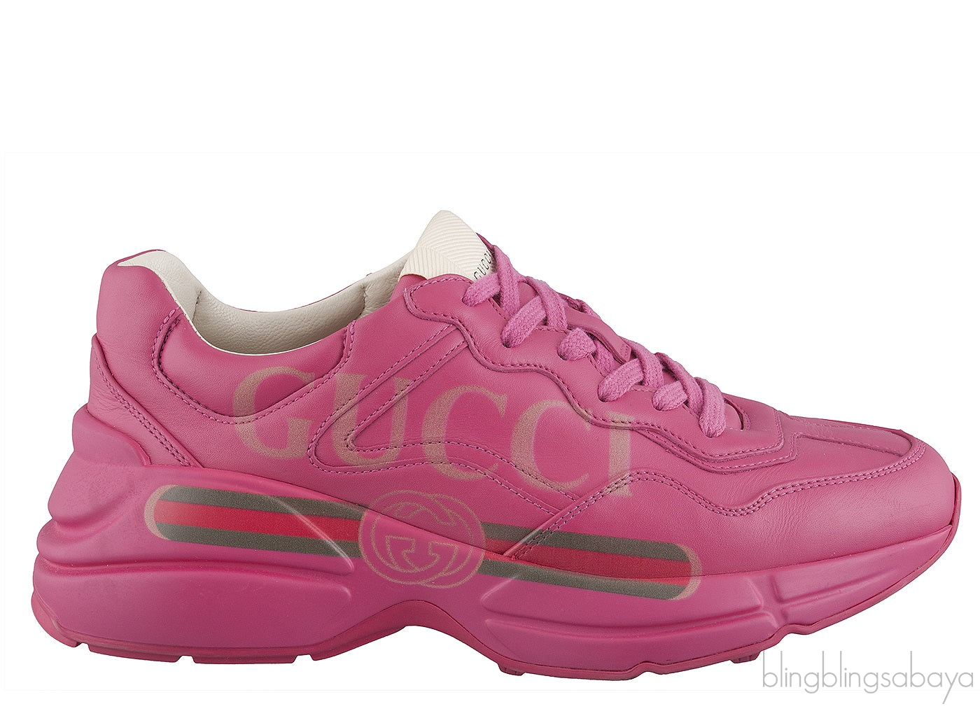 Pink Rhyton Logo Leather Sneaker