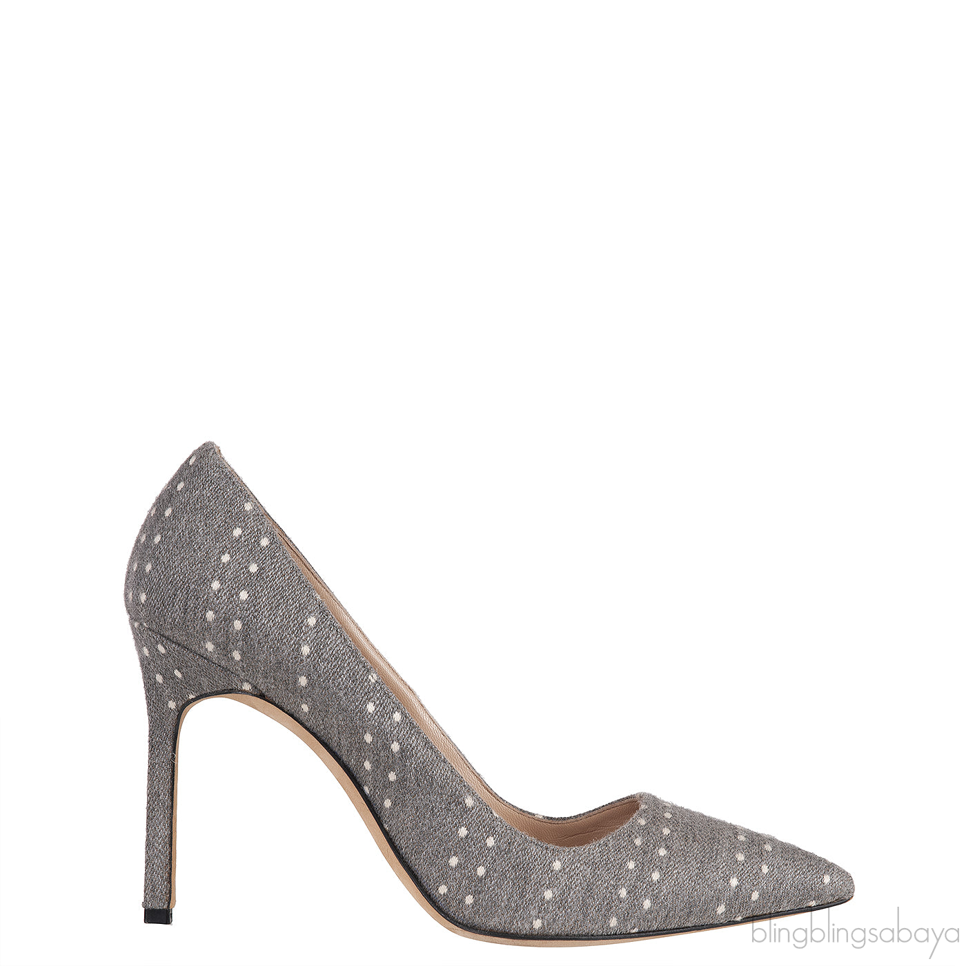 Grey Polka Dot Pointed Toe Heels