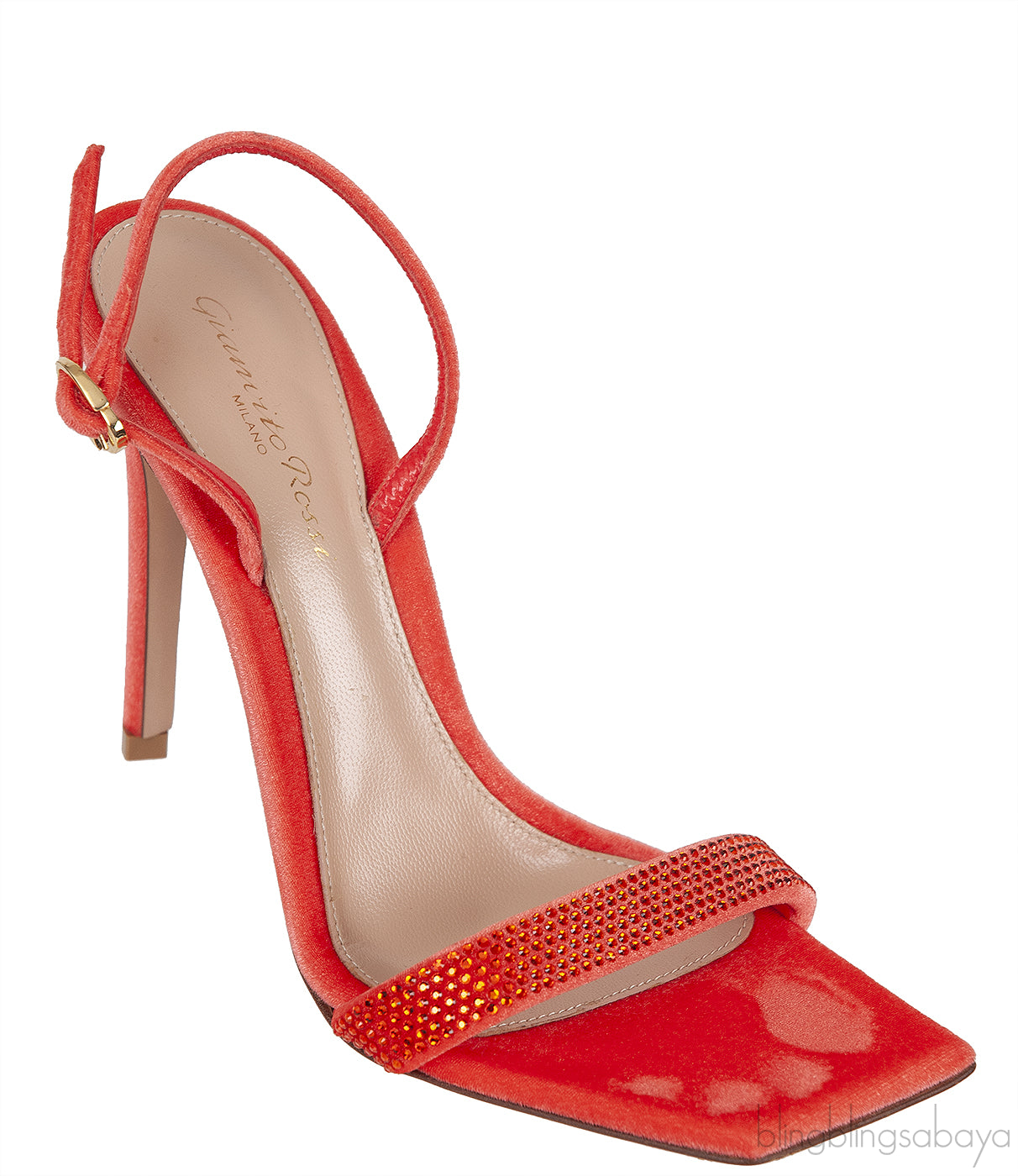 Orange Crystal Slingback Sandals