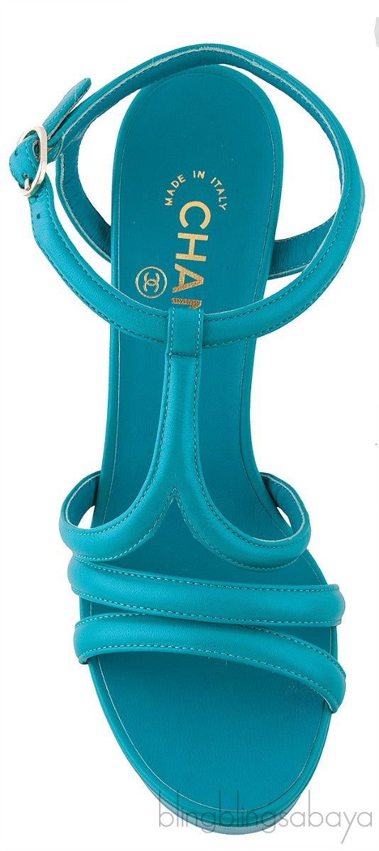 Parthenon Grecian Gladiator Column Heels Blue Green