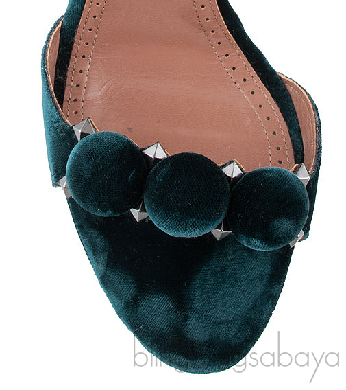 Emerald Velvet Bombe Heels